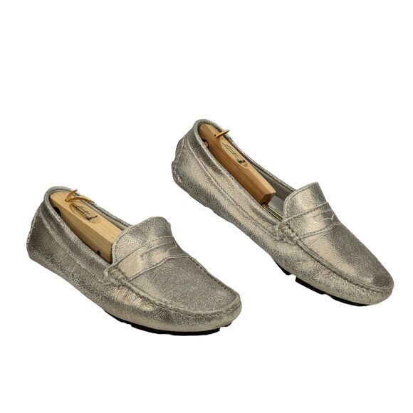 MERCANTI FIORENTINI Men's Leather Metallic Crackle Driving Loafer MOC 8.5 Penny - Picture 4 of 10